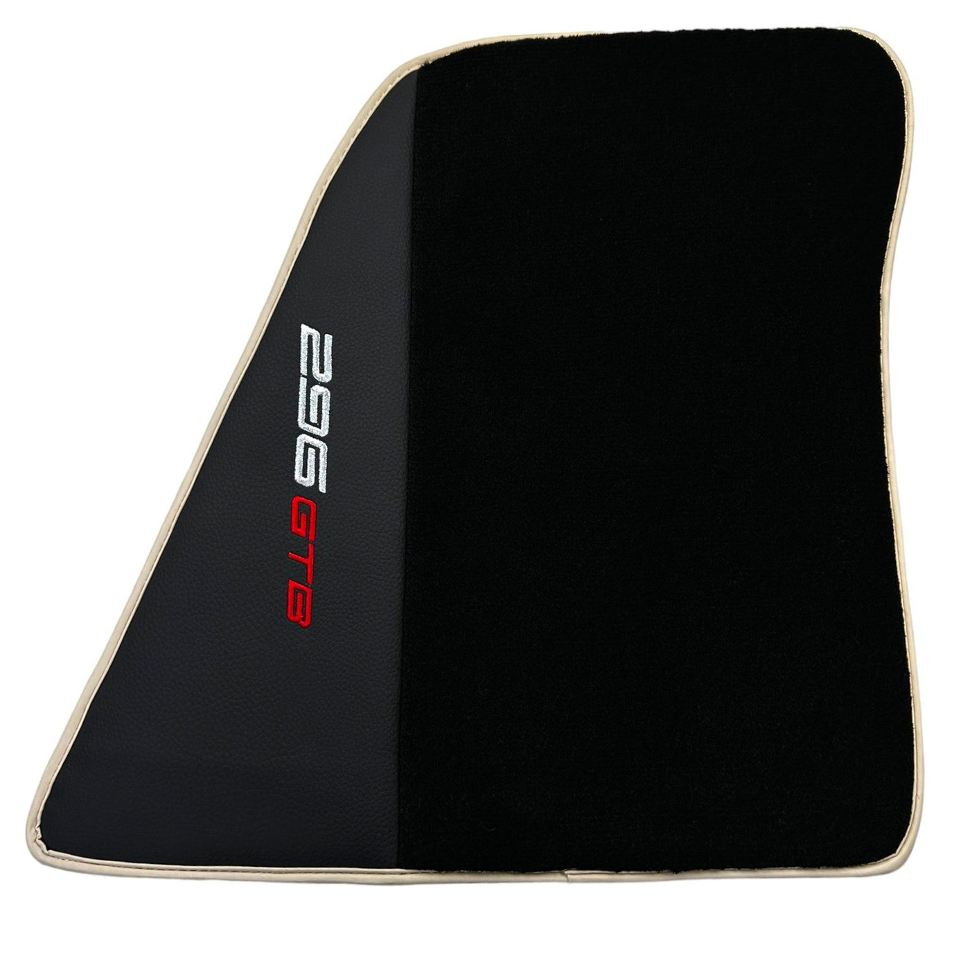 Black Floor Mats for Ferrari 296 GTB (2022-2024) with Leather | Beige Trim - AutoWin