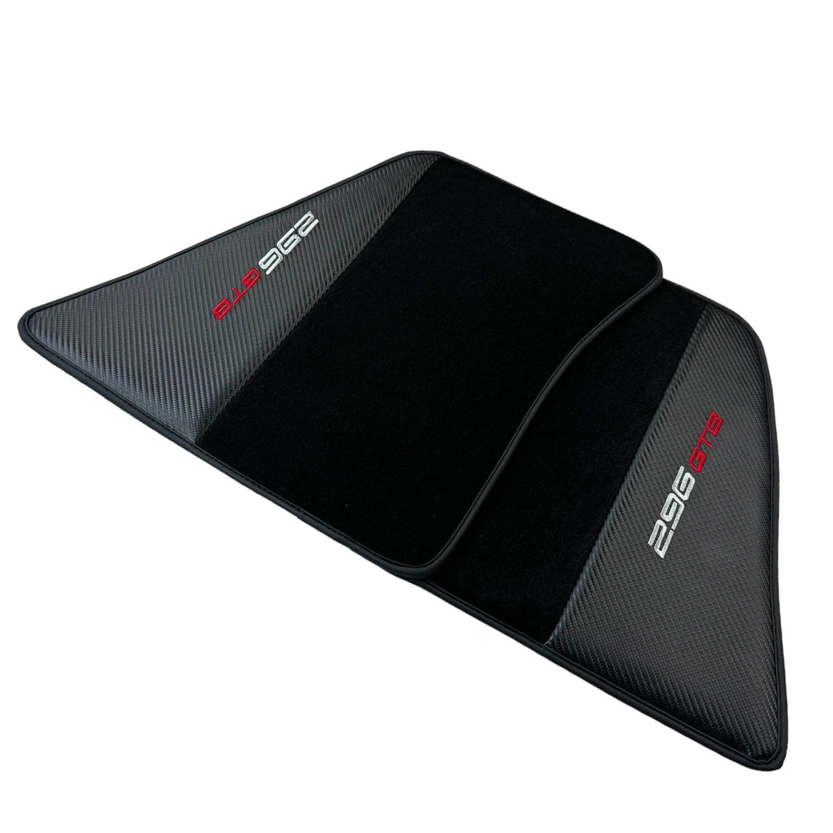 Black Floor Mats for Ferrari 296 GTB (2022-2027) with Carbon Fiber - AutoWin