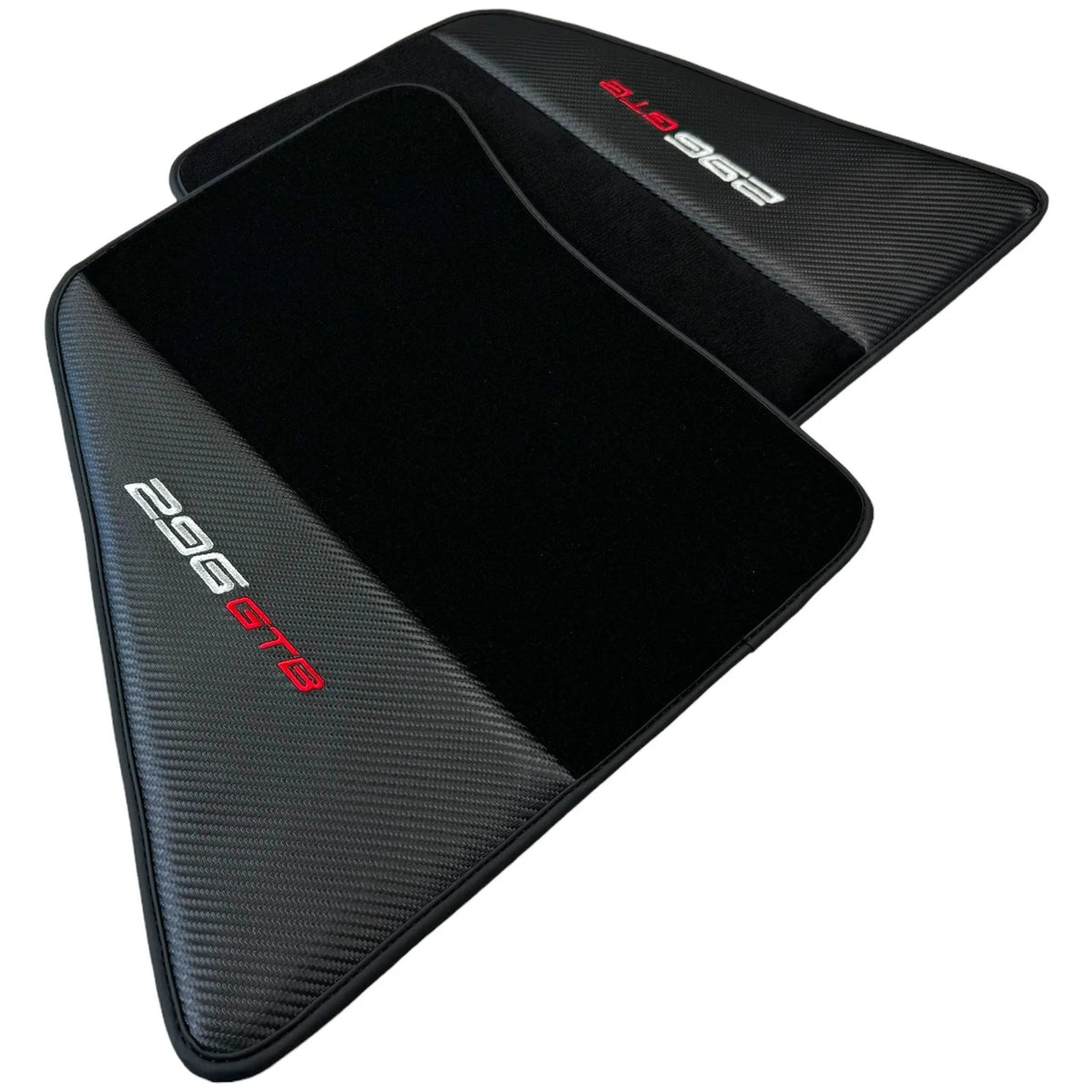 Black Floor Mats for Ferrari 296 GTB (2022-2027) with Carbon Fiber - AutoWin