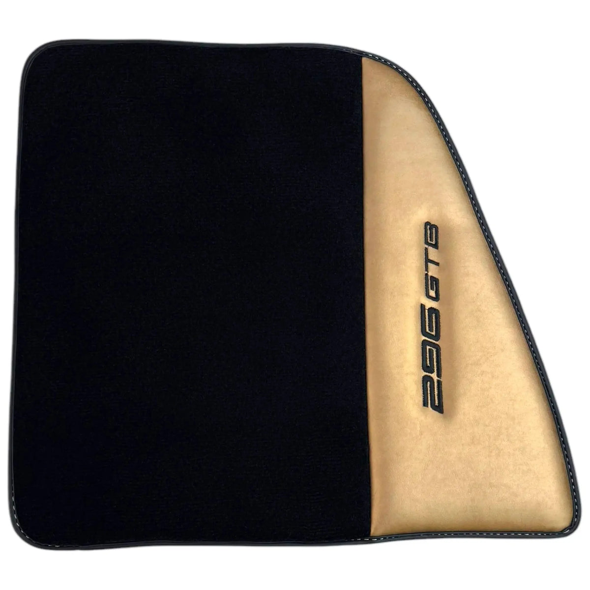 Black Floor Mats for Ferrari 296 GTB (2022-2027) with Gold Leather