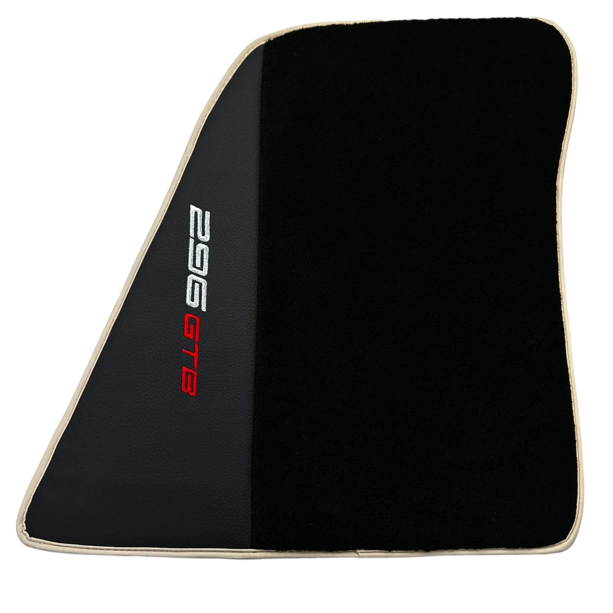 Black Floor Mats for Ferrari 296 GTB (2022-2027) with Leather | Beige Trim - AutoWin