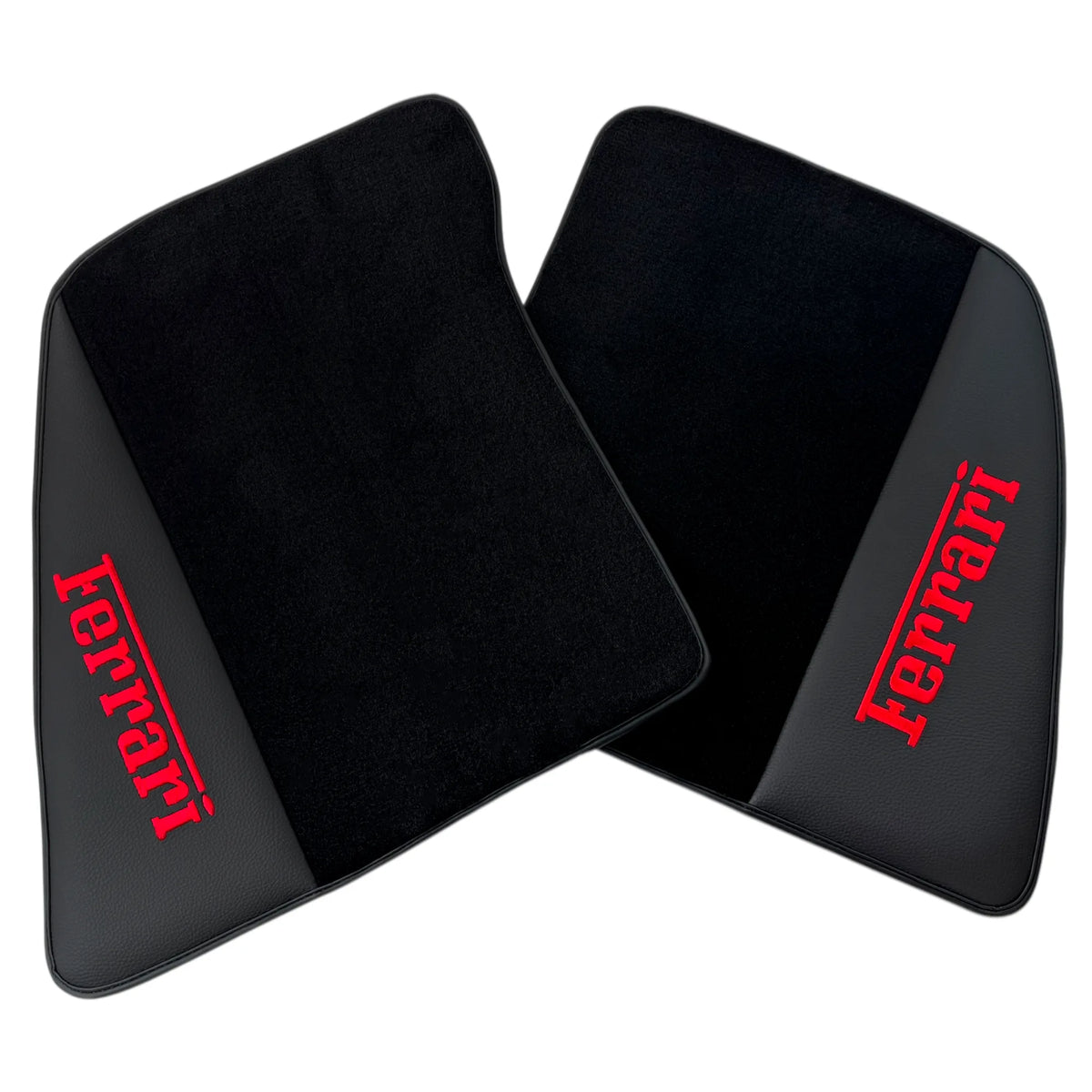 Black Floor Mats for Ferrari 296 GTB (2022-2027) with Leather | Red Logo