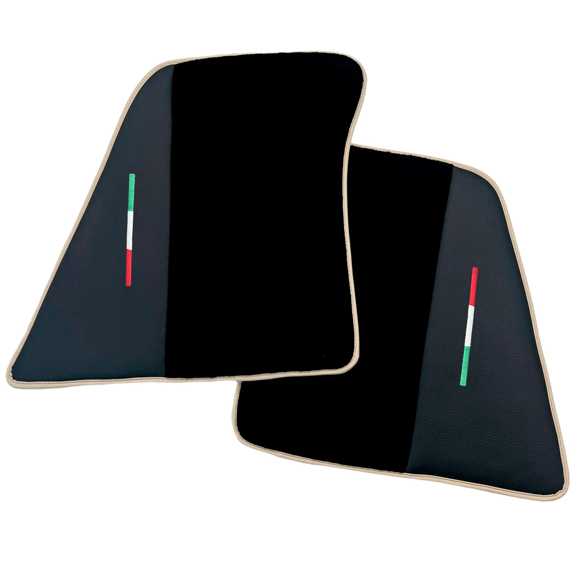 Black Floor Mats for Ferrari 296 GTS (2022-2024) with Leather and Beige Trim - AutoWin