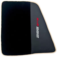 Black Floor Mats for Ferrari 296 GTS (2022-2024) with Leather and Beige Trim - AutoWin