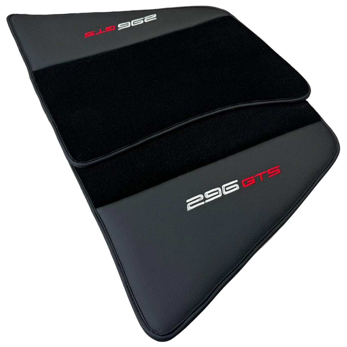 Black Floor Mats for Ferrari 296 GTS (2022-2027) with Leather - AutoWin