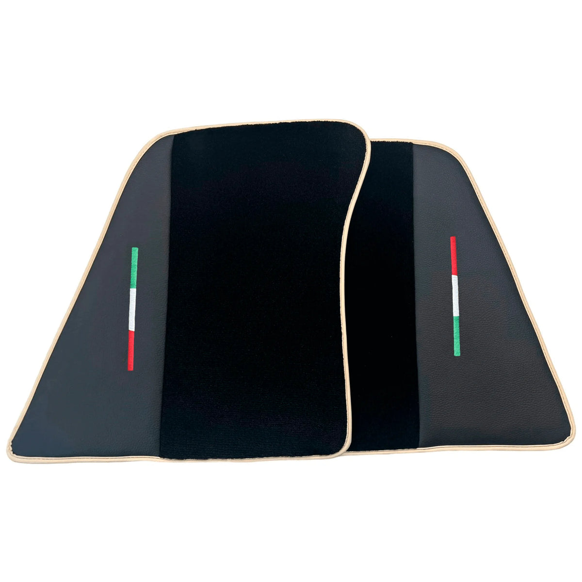 Black Floor Mats for Ferrari 296 GTS (2022-2027) with Leather and Beige Trim - AutoWin