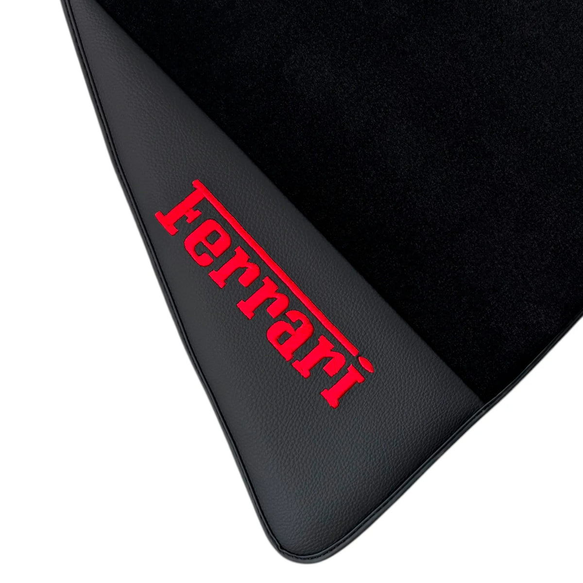 Black Floor Mats for Ferrari 296 GTS (2022-2027) with Leather | Red Logo