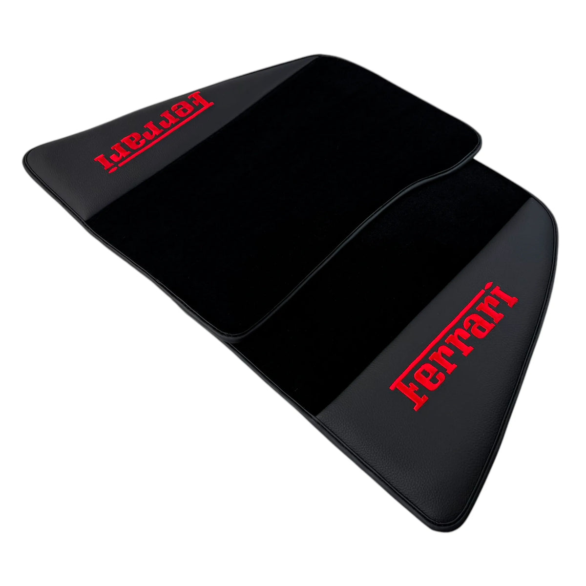 Black Floor Mats for Ferrari 296 GTS (2022-2027) with Leather | Red Logo