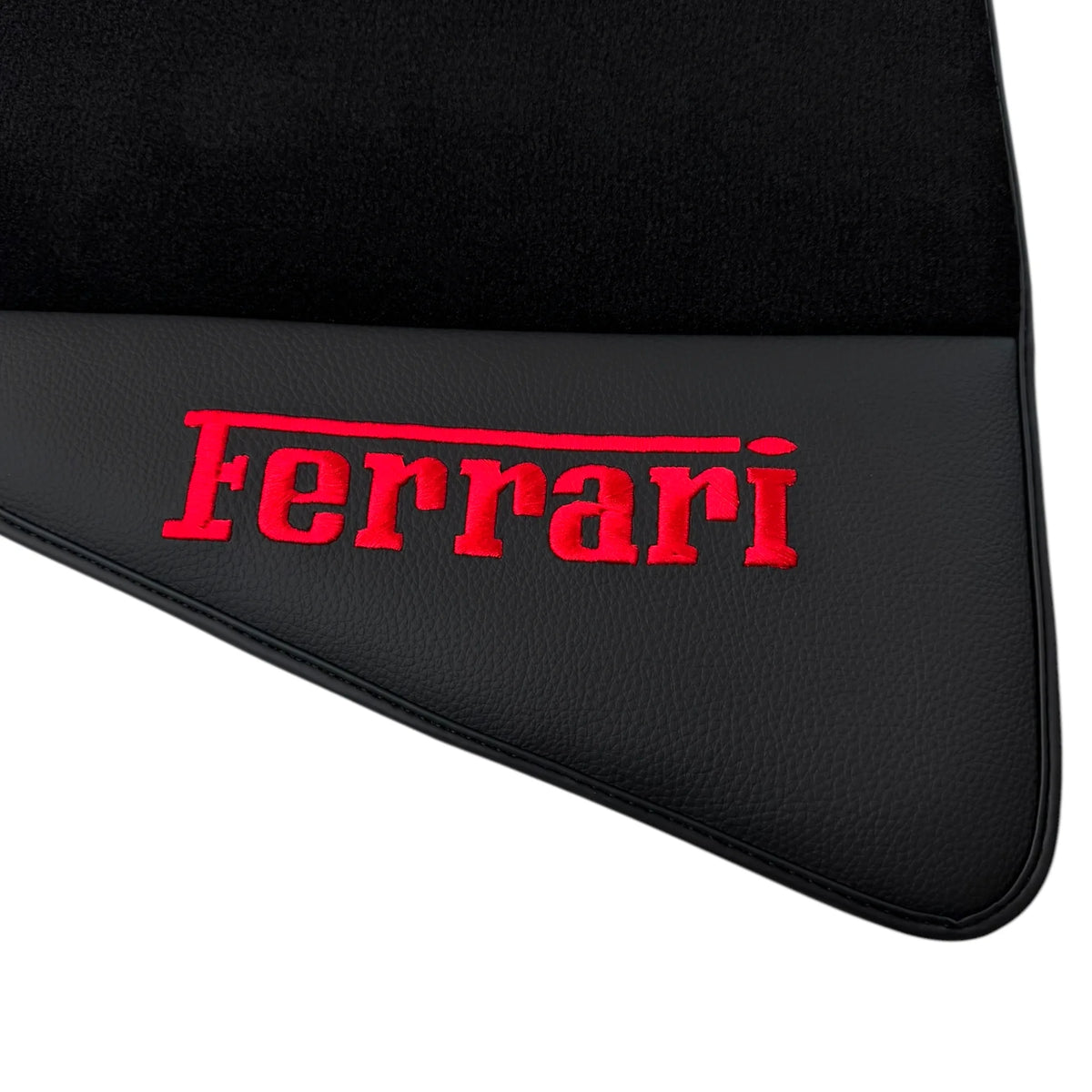 Black Floor Mats for Ferrari 296 GTS (2022-2027) with Leather | Red Logo