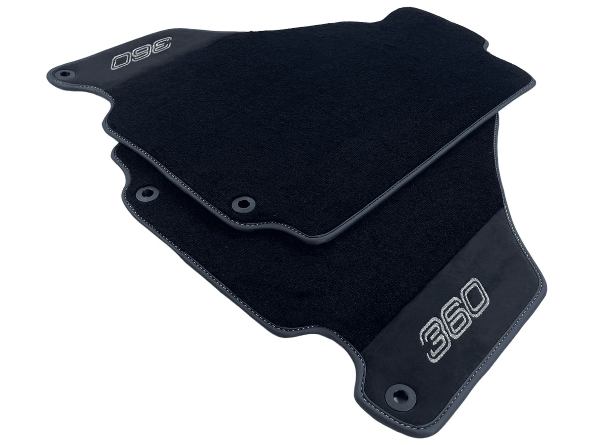 Black Floor Mats For Ferrari 360 Modena 1999-2005 With Alcantara Leather - AutoWin