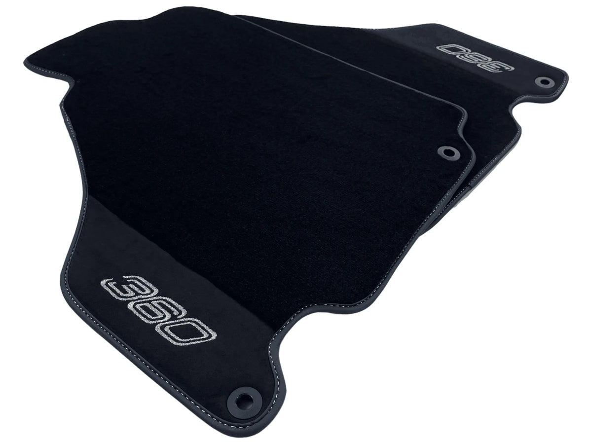 Black Floor Mats For Ferrari 360 Modena 1999-2005 With Alcantara Leather - AutoWin