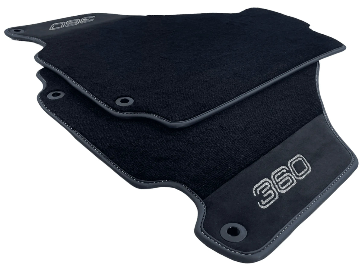 Black Floor Mats For Ferrari 360 Modena 1999-2005 With Alcantara Leather - AutoWin
