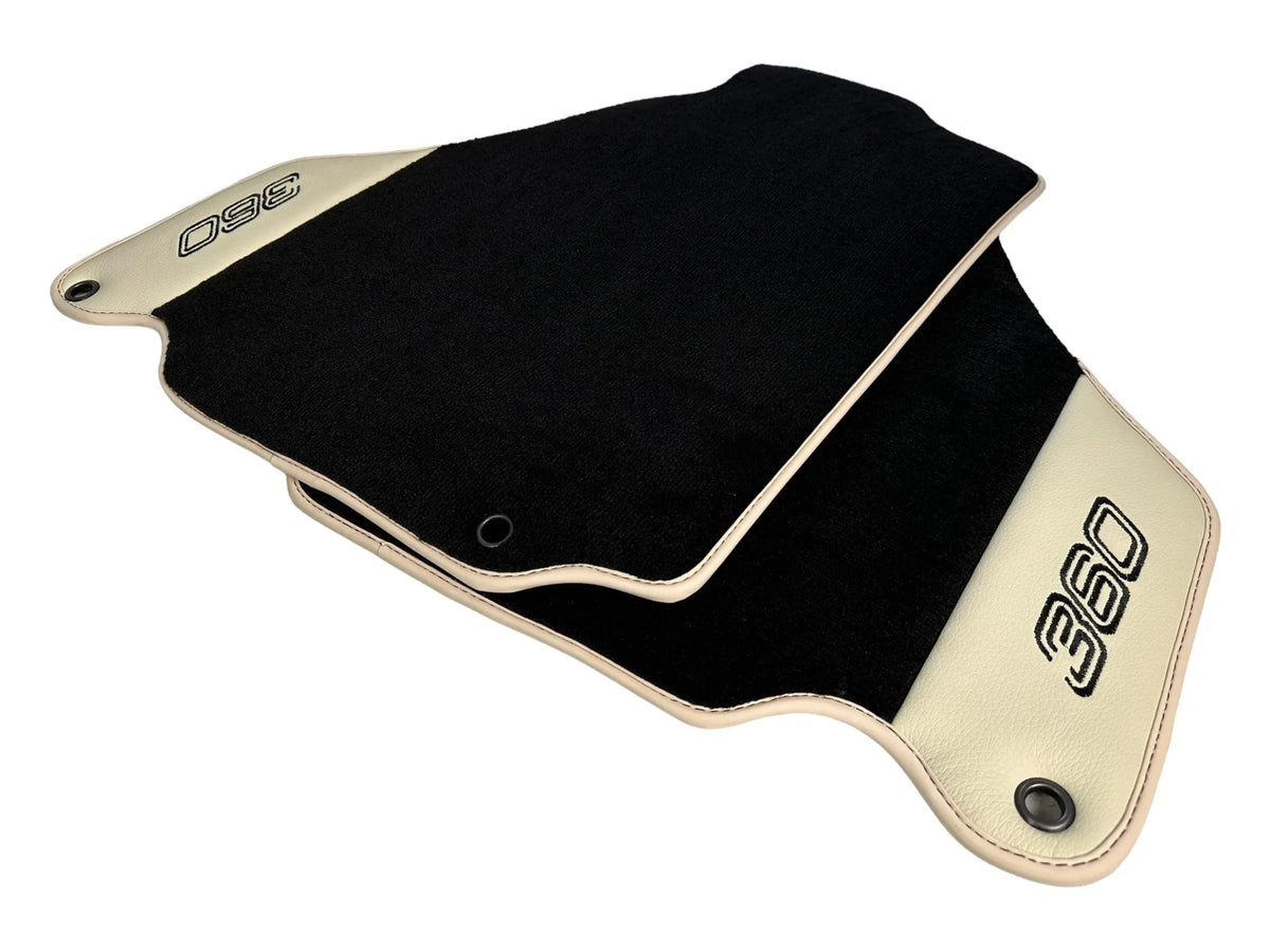 Black Floor Mats For Ferrari 360 Modena 1999-2005 With Beige Leather - AutoWin
