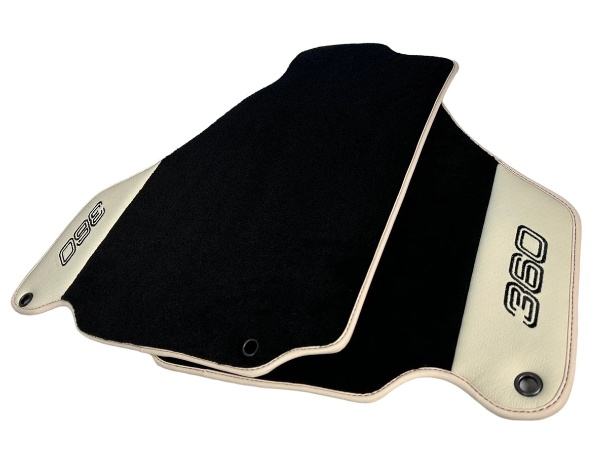 Black Floor Mats For Ferrari 360 Modena 1999-2005 With Beige Leather - AutoWin