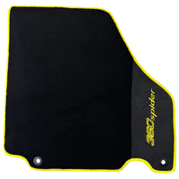 Black Floor Mats for Ferrari 360 Spider with Alcantara Leather | Yellow Trim - AutoWin