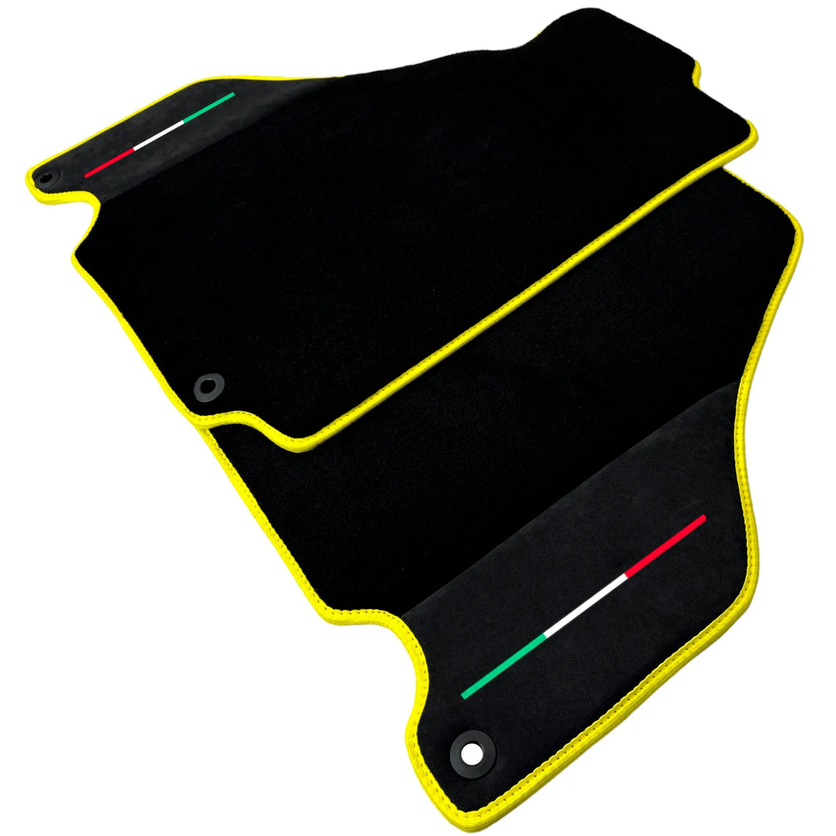 Black Floor Mats for Ferrari 360 Spider with Alcantara Leather | Yellow Trim - AutoWin