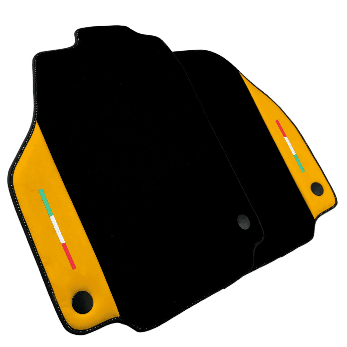 Black Floor Mats for Ferrari 458 GT2 (2012-2015) with Yellow Leather