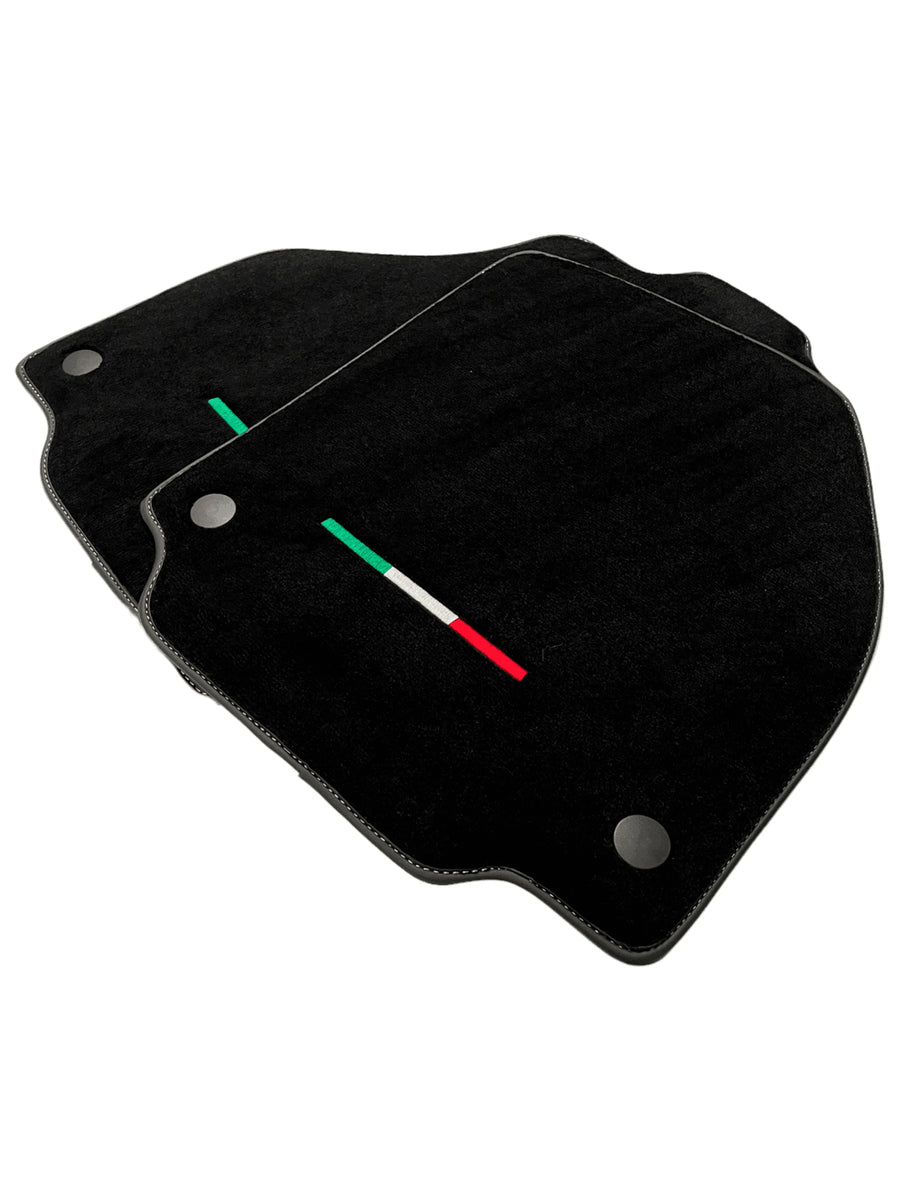 Black Floor Mats For Ferrari 458 Gt2 2012-2015 Yellow Sewing - AutoWin