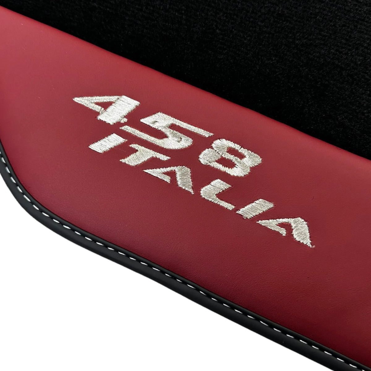 Black Floor Mats for Ferrari 458 Italia (2009-2015) with Bordeaux Nappa Leather - AutoWin
