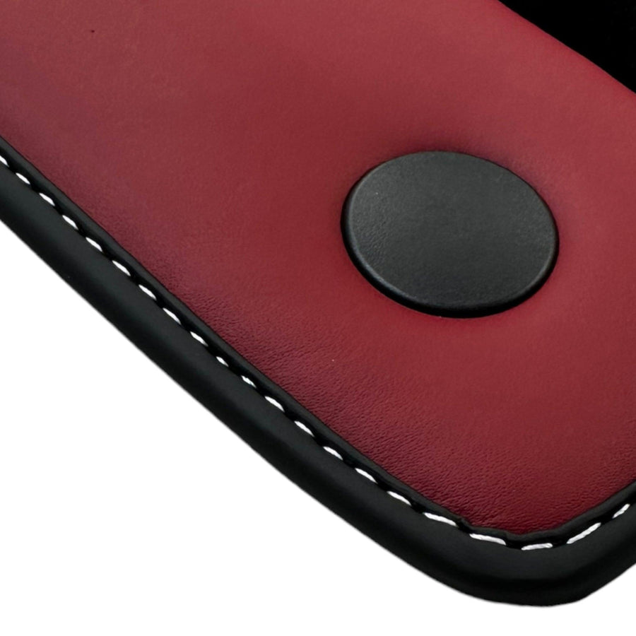 Black Floor Mats for Ferrari 458 Spider (2012-2015) with Bordeaux Nappa Leather | Italian Edition - AutoWin