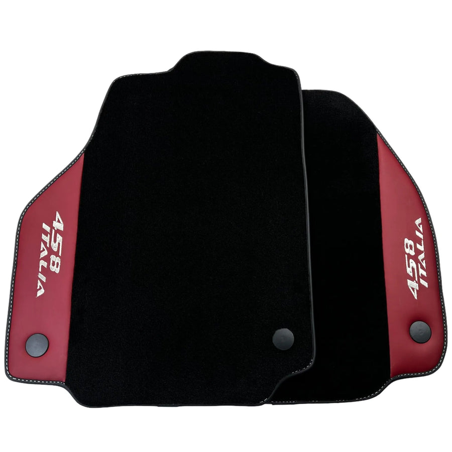 Black Floor Mats for Ferrari 458 Italia (2009-2015) with Bordeaux Nappa Leather - AutoWin
