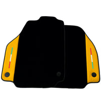 Black Floor Mats for Ferrari 458 Italia (2009-2015) with Yellow Leather