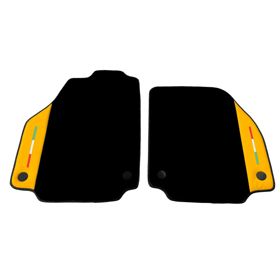 Black Floor Mats for Ferrari 458 Italia (2009-2015) with Yellow Leather