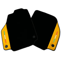 Black Floor Mats for Ferrari 458 Italia (2009-2015) with Yellow Leather