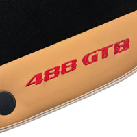 Black Floor Mats For Ferrari 488 GTB (2015-2022) with Beige Nappa Leather - AutoWin