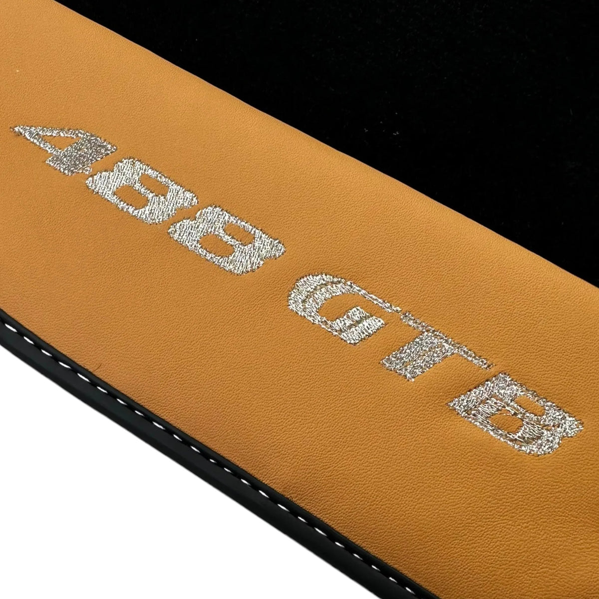 Black Floor Mats for Ferrari 488 GTB (2015-2022) with Beige Tradizione Nappa Leather - AutoWin
