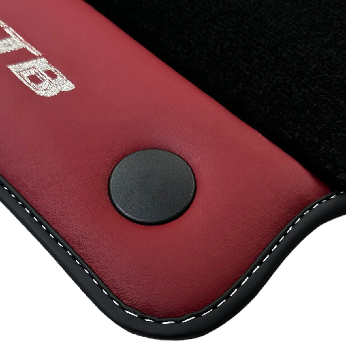 Black Floor Mats for Ferrari 488 GTB (2015-2022) with Bordeaux Nappa Leather - AutoWin