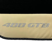 Black Floor Mats for Ferrari 488 GTB (2015-2022) with Crema Nappa Leather - AutoWin