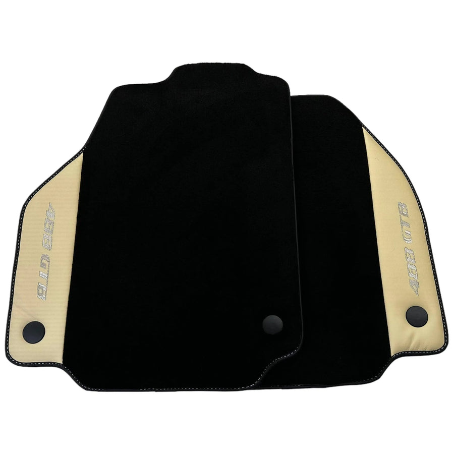 Black Floor Mats for Ferrari 488 GTB (2015-2022) with Crema Nappa Leather - AutoWin