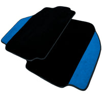 Black Floor Mats For Ferrari 488 GTB (2016-2022) With Blue Alcantara Leather