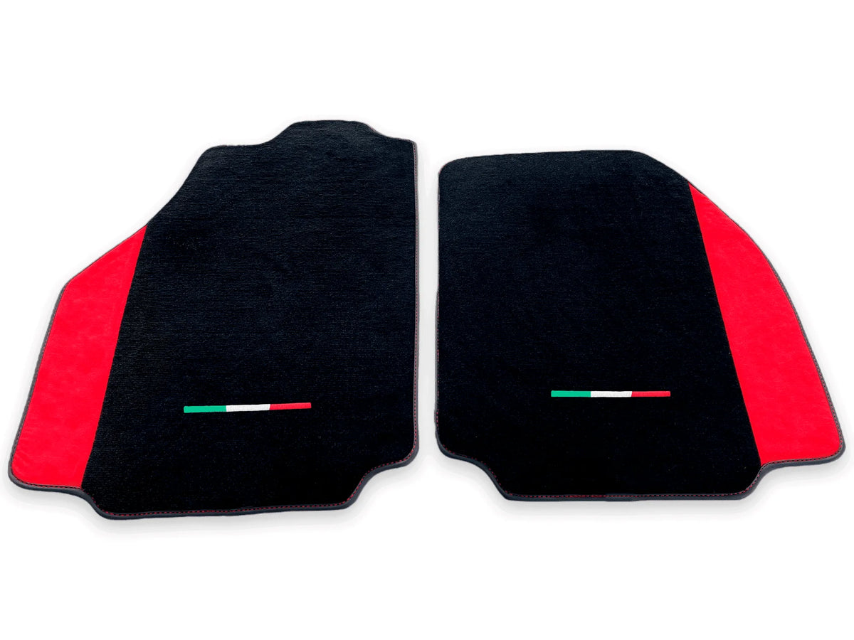 Black Floor Mats For Ferrari 488 GTB (2016-2022) With Red Alcantara Leather