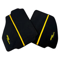 Black Floor Mats For Ferrari 488 Pista 2019-2021 With Yellow Leather