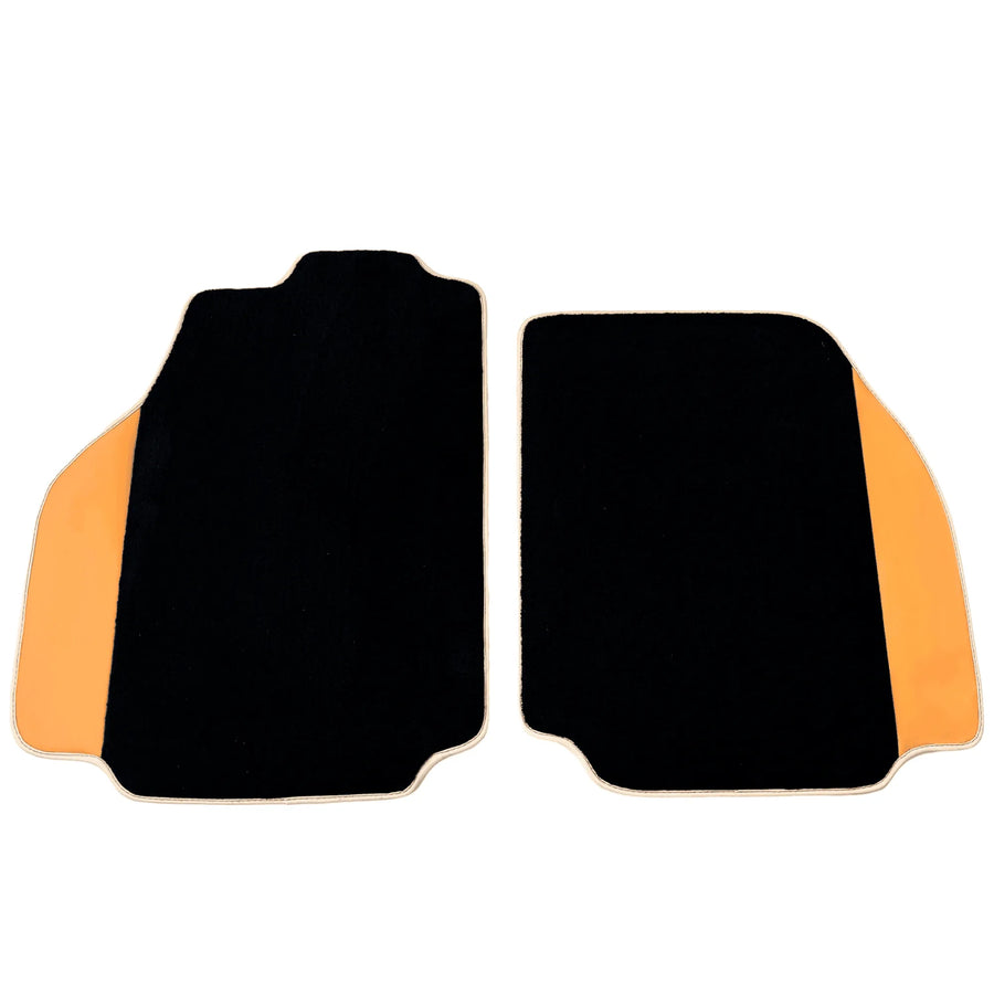 Black Floor Mats For Ferrari 488 Pista Spider (2019-2021) with Beige Nappa Leather Borders