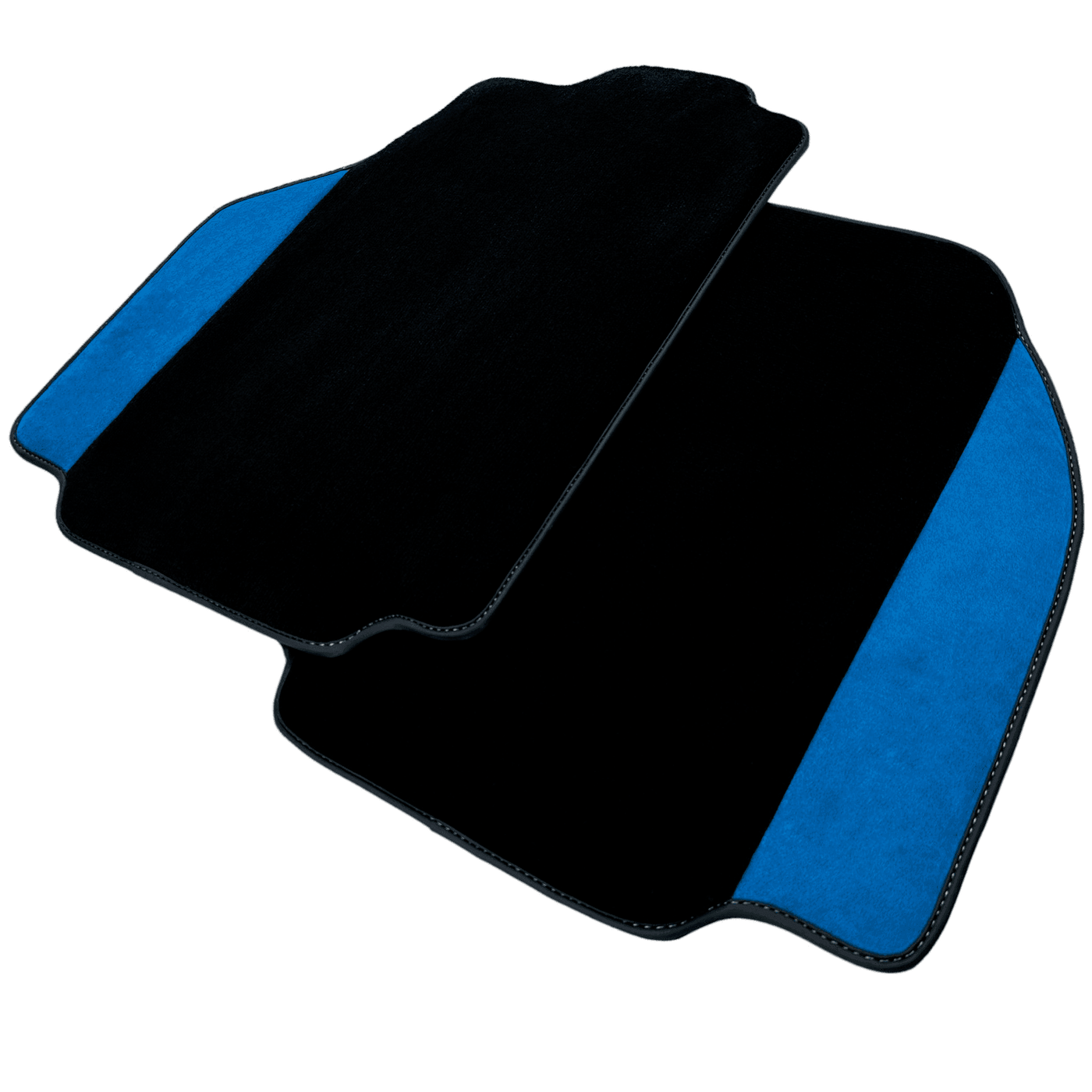 Black Floor Mats For Ferrari 488 GTB (2016-2022) With Blue Alcantara Leather