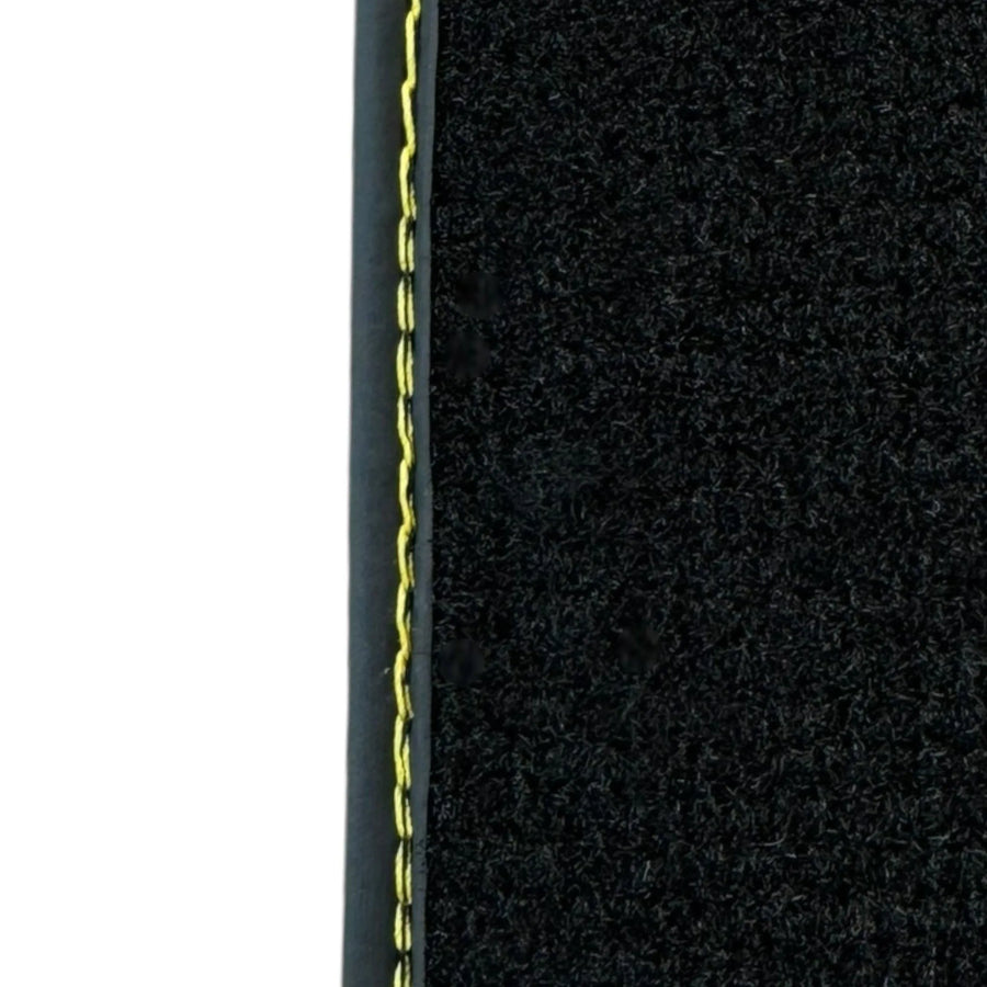 Black Floor Mats for Ferrari 488 Pista Spider (2019-2021) with Yellow Leather | Italian Edition - AutoWin