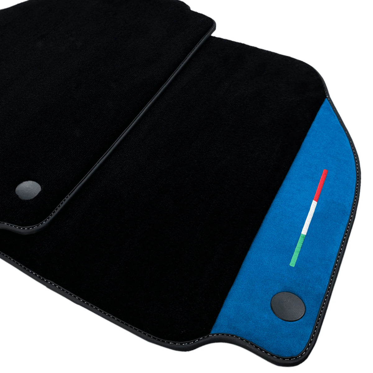 Black Floor Mats For Ferrari 488 Spider 2015-2022 With Blue Alcantara Leather - AutoWin
