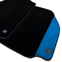 Black Floor Mats For Ferrari 488 Spider 2015-2022 With Blue Alcantara Leather - AutoWin