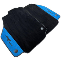 Black Floor Mats For Ferrari 488 Spider 2015-2022 With Blue Alcantara Leather - AutoWin