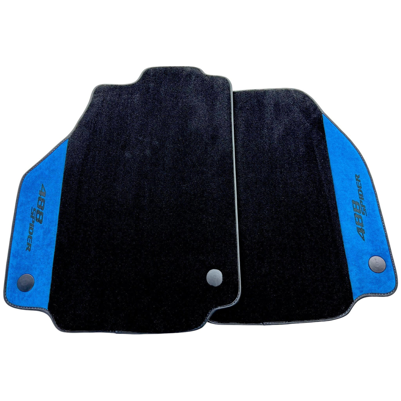 Black Floor Mats For Ferrari 488 Spider 2015-2022 With Blue Alcantara Leather - AutoWin