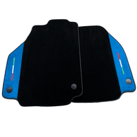 Black Floor Mats For Ferrari 488 Spider 2015-2022 With Blue Alcantara Leather - AutoWin