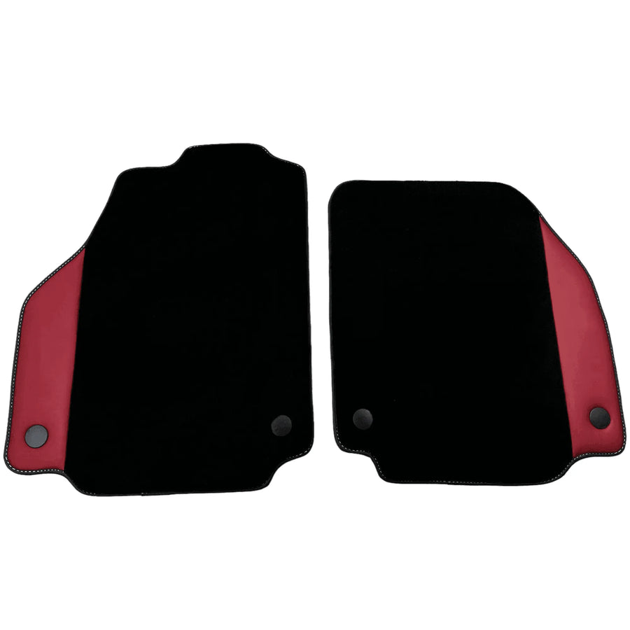 Black Floor Mats for Ferrari 488 Spider (2016-2022) with Bordeaux Nappa Leather