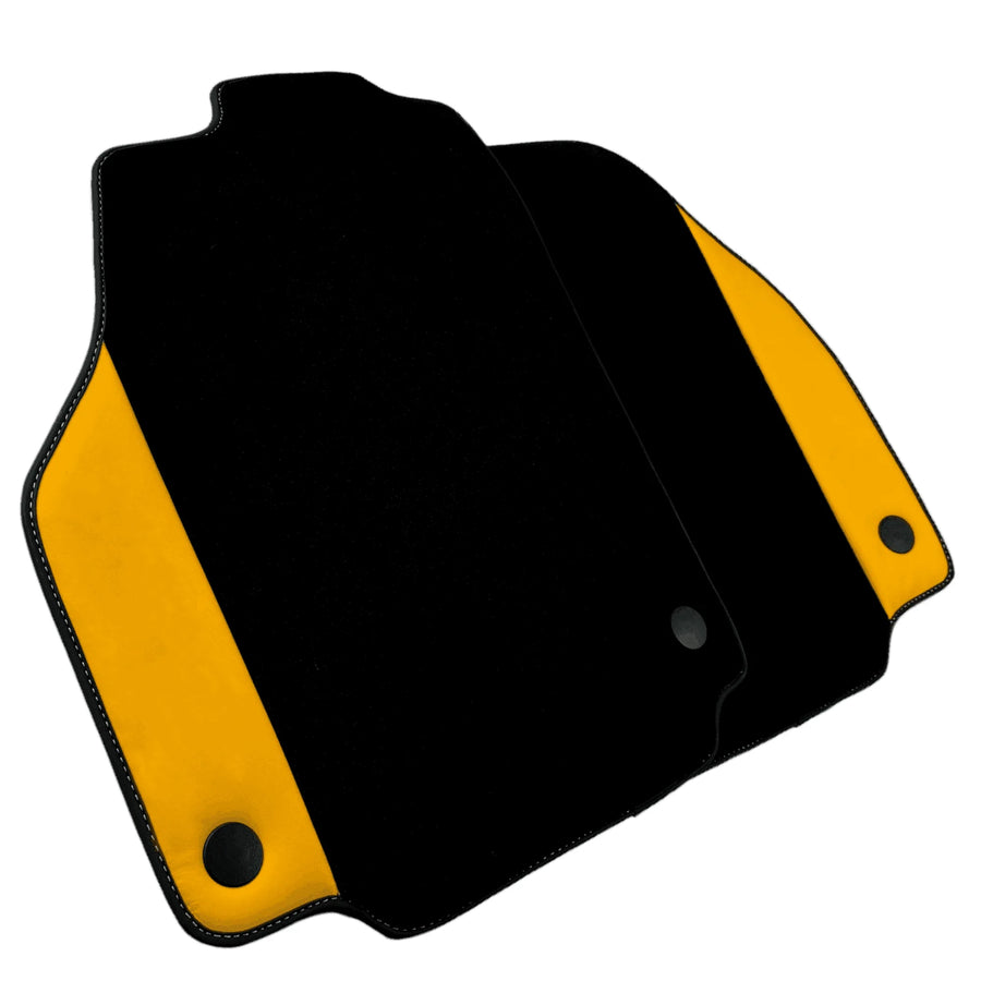 Black Floor Mats for Ferrari 488 Spider (2016-2022) with Yellow Leather
