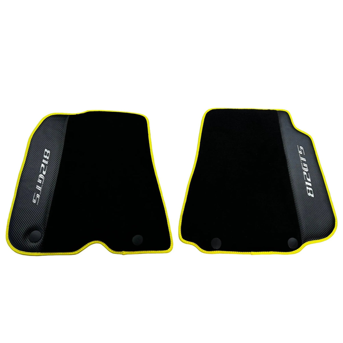 Black Floor Mats for Ferrari 812 GTS (2019-2023) with Carbon Leather - AutoWin