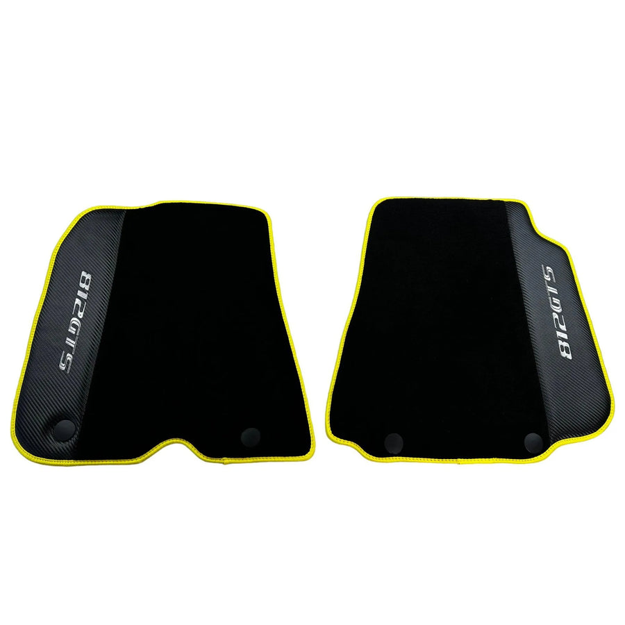 Black Floor Mats for Ferrari 812 GTS (2019-2023) with Carbon Leather - AutoWin