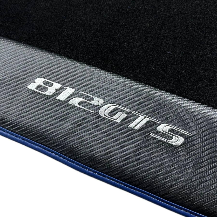 Schwarze Autofußmatten für Ferrari 812 GTS (2019-2023) mit Carbon-Leder - AutoWin
