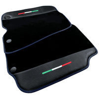 Black Floor Mats for Ferrari 812 GTS (2019-2023) with Carbon Leather | Blue Trim